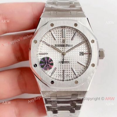 Audemars Piguet Royal Oak V5 41mm Watch Replica Ss Silver Textured Face